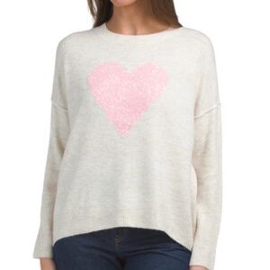 NEW CeCe Women’s Sequin Pink Heart 🩷 Sweater Size Large NWT